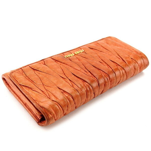 Miu Miu Long Wallet Bi-fMatelasse Long Wallet T14980 Orange - Picture 4 of 7